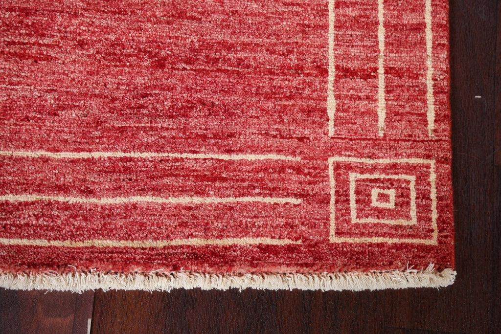 Red Gabbeh Kashkoli Wool Runner Rug 3x10