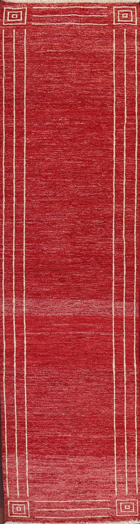 Red Gabbeh Kashkoli Wool Runner Rug 3x10