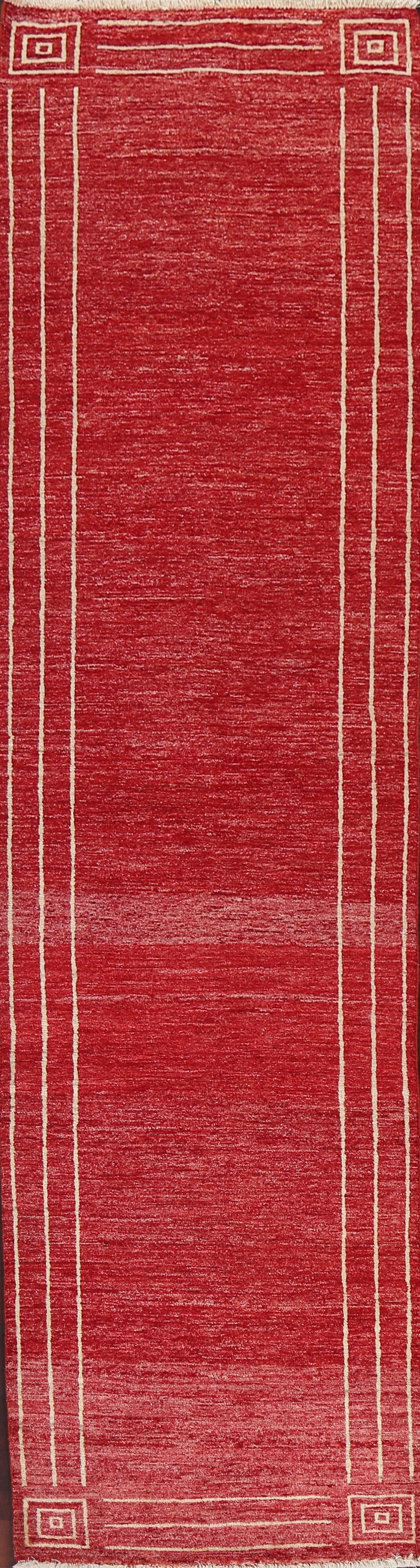 Red Gabbeh Kashkoli Wool Runner Rug 3x10