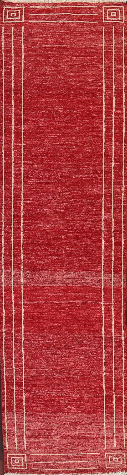 Red Gabbeh Kashkoli Wool Runner Rug 3x10