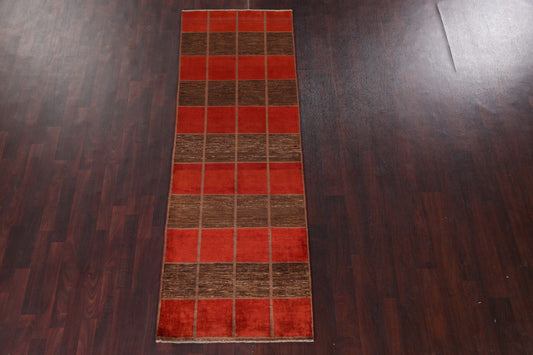 Red/ Brown Gabbeh Kashkoli Wool Runner Rug 3x8