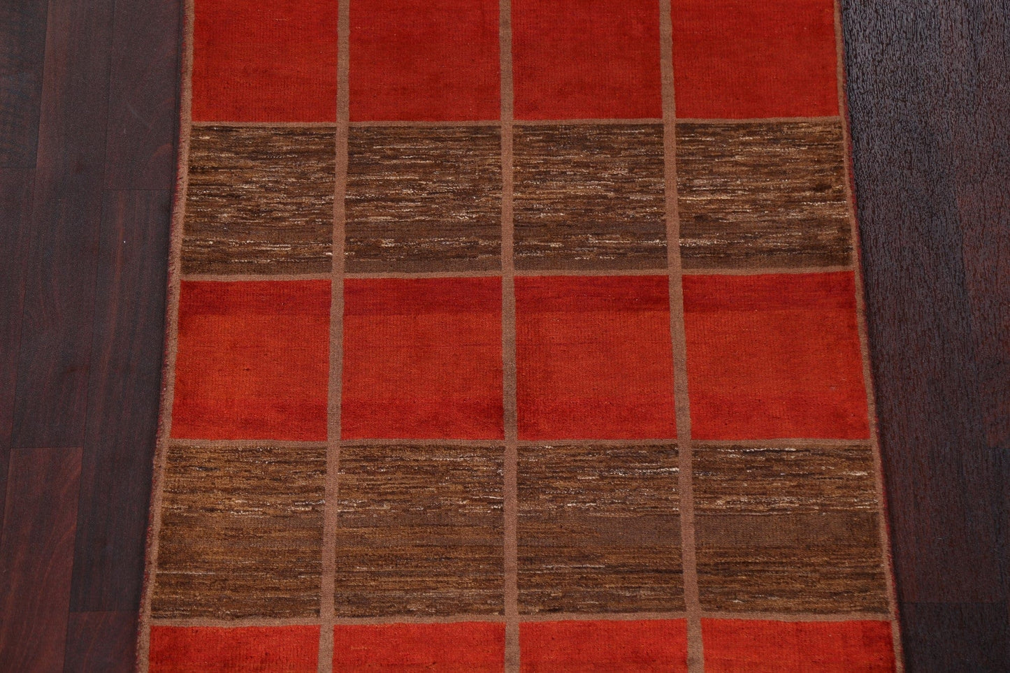 Red/ Brown Gabbeh Kashkoli Wool Runner Rug 3x8