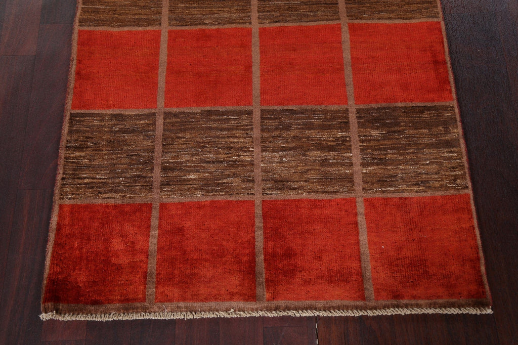 Red/ Brown Gabbeh Kashkoli Wool Runner Rug 3x8