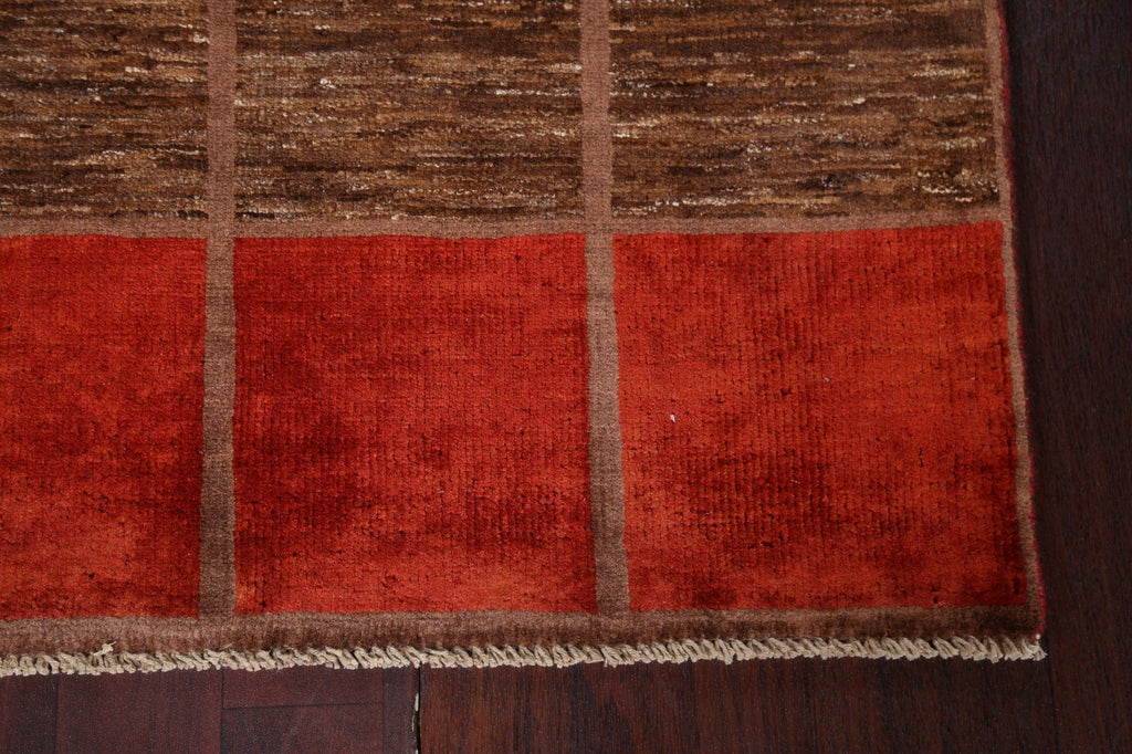 Red/ Brown Gabbeh Kashkoli Wool Runner Rug 3x8