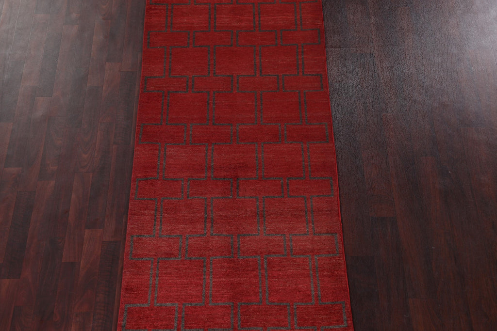 Red Gabbeh Kashkoli Wool Runner Rug 3x9