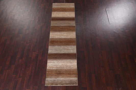 Modern Gabbeh Kashkoli Wool Runner Rug 3x10