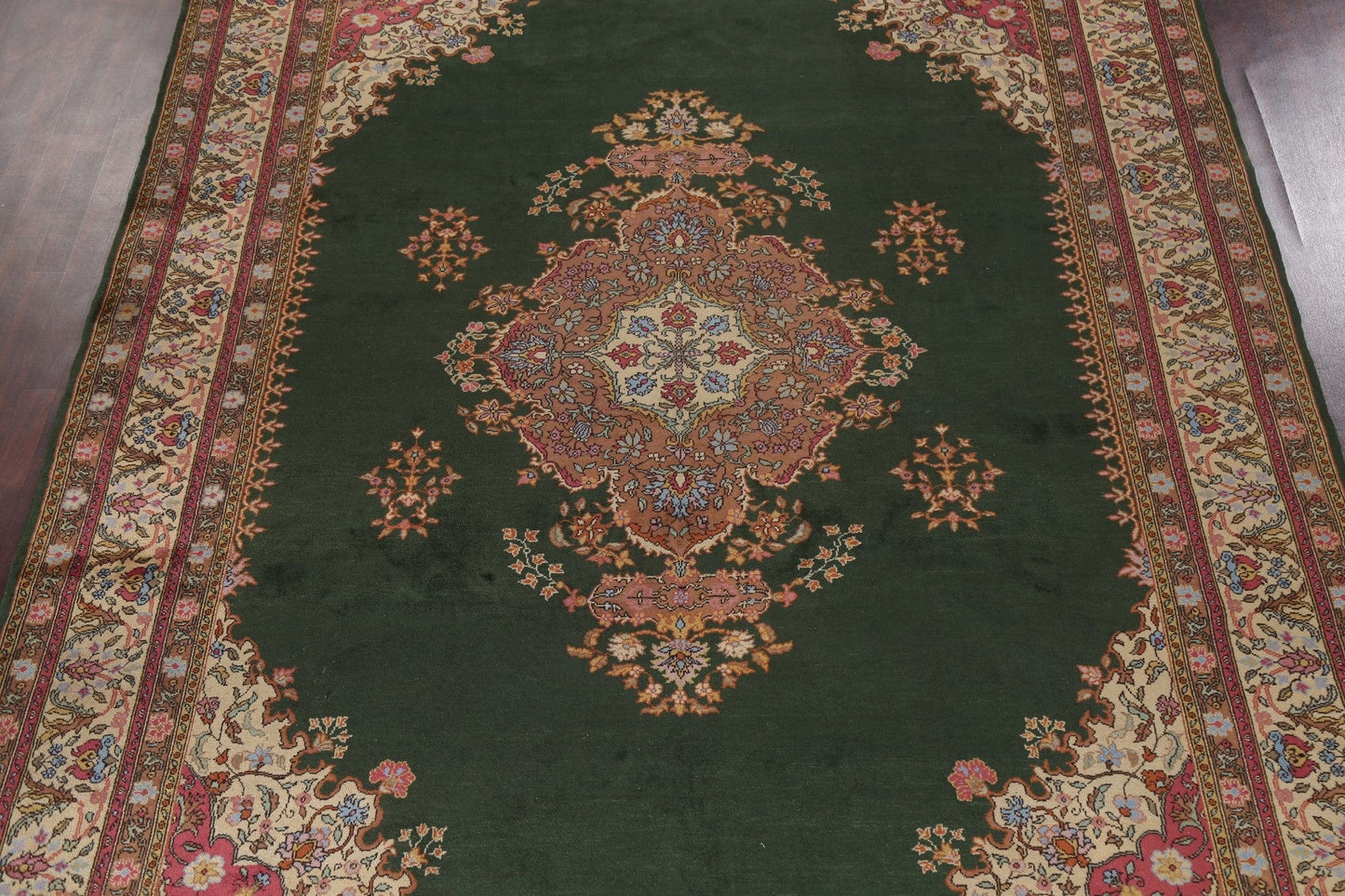 Vintage Green Tabriz Turkish Area Rug 10x13