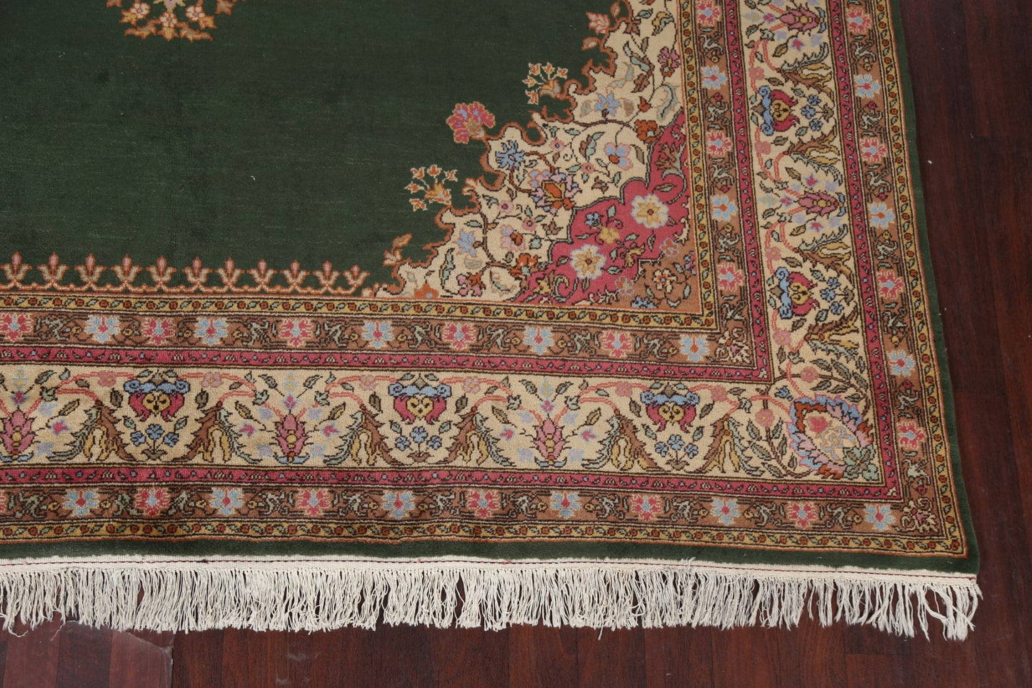 Vintage Green Tabriz Turkish Area Rug 10x13