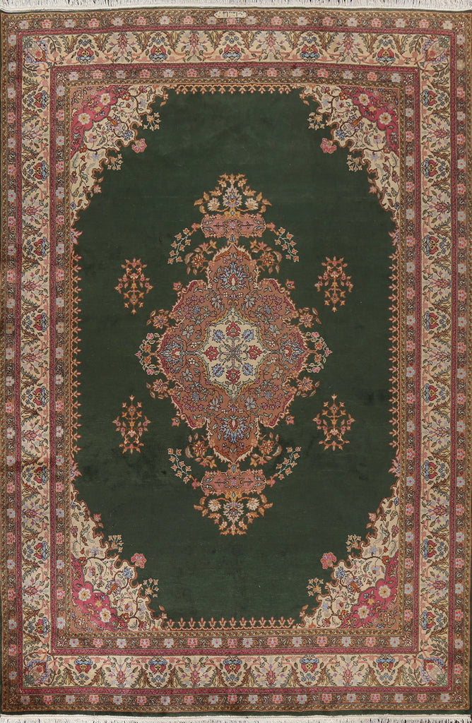 Vintage Green Tabriz Turkish Area Rug 10x13