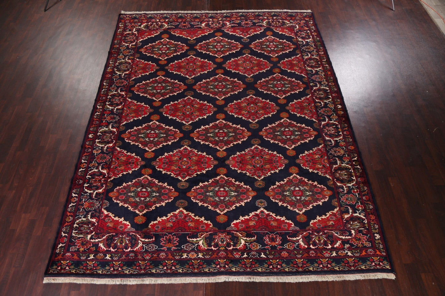 Navy Blue Wool Hamedan Persian Area Rug 10x13