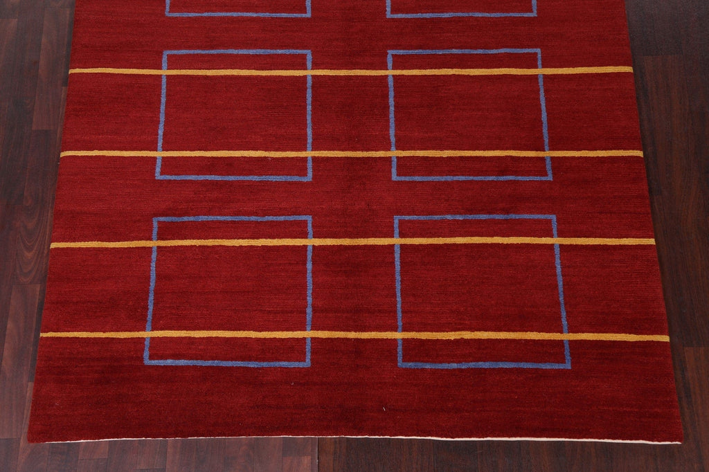 Red Vegetable Dye Nepalese Wool Area Rug 6x9