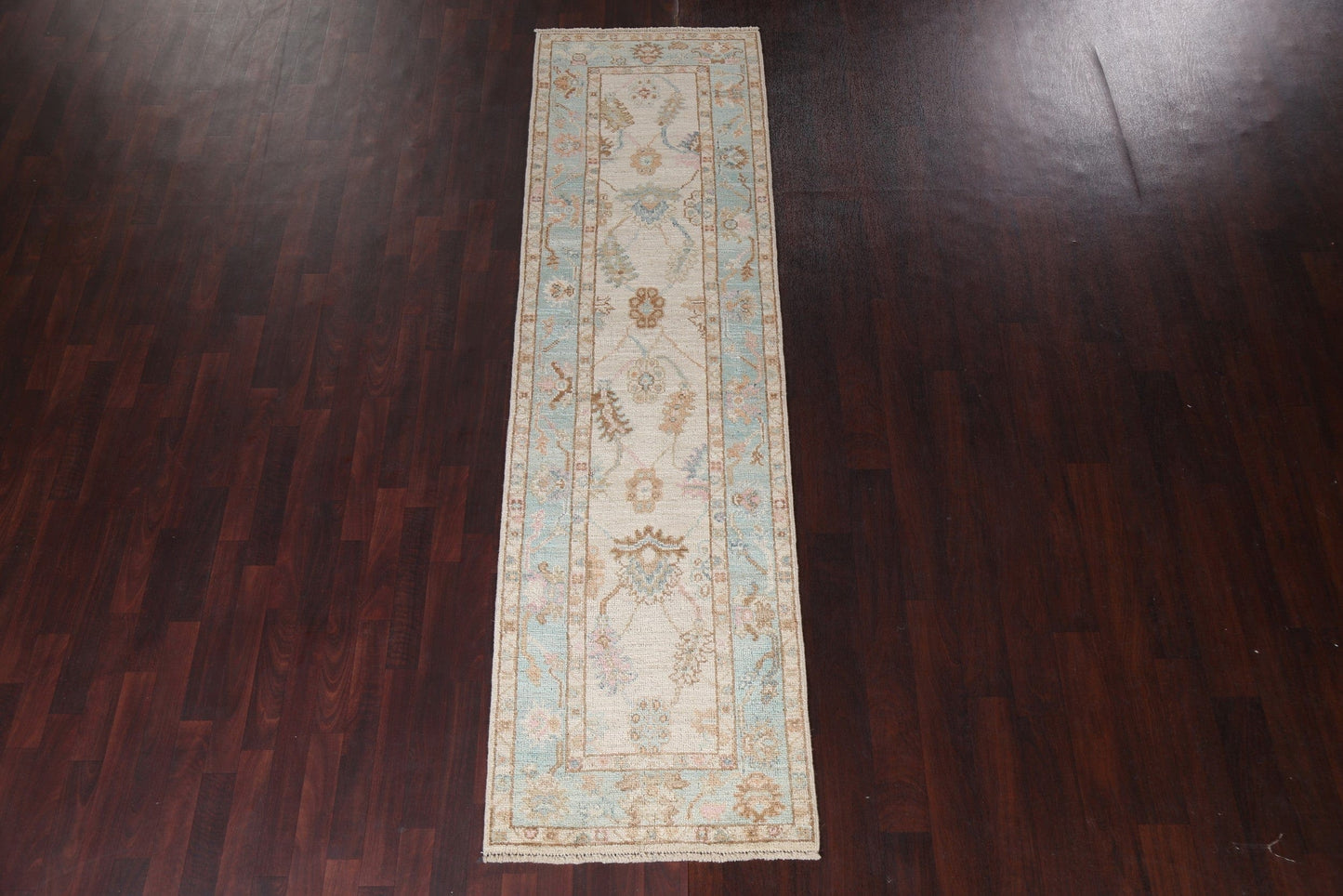 Vegetable Dye Oushak Turkish Runner Rug 3x9