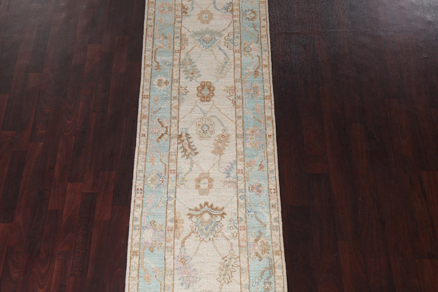 Vegetable Dye Oushak Turkish Runner Rug 3x9