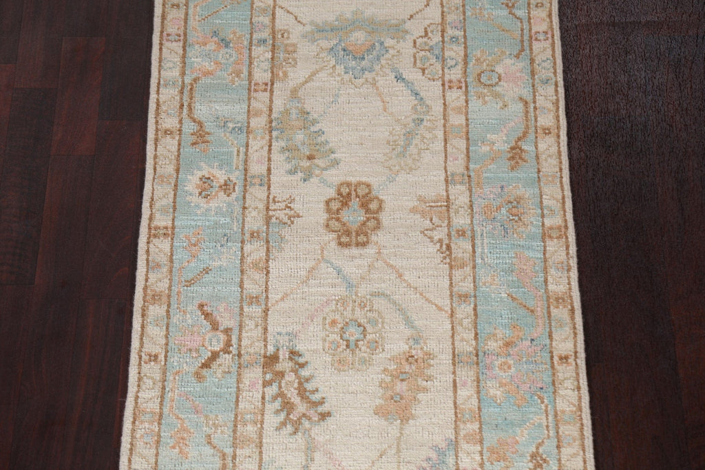 Vegetable Dye Oushak Turkish Runner Rug 3x9