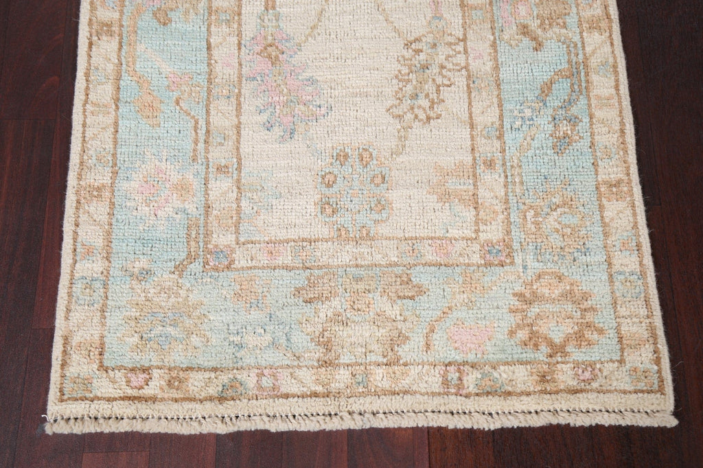 Vegetable Dye Oushak Turkish Runner Rug 3x9