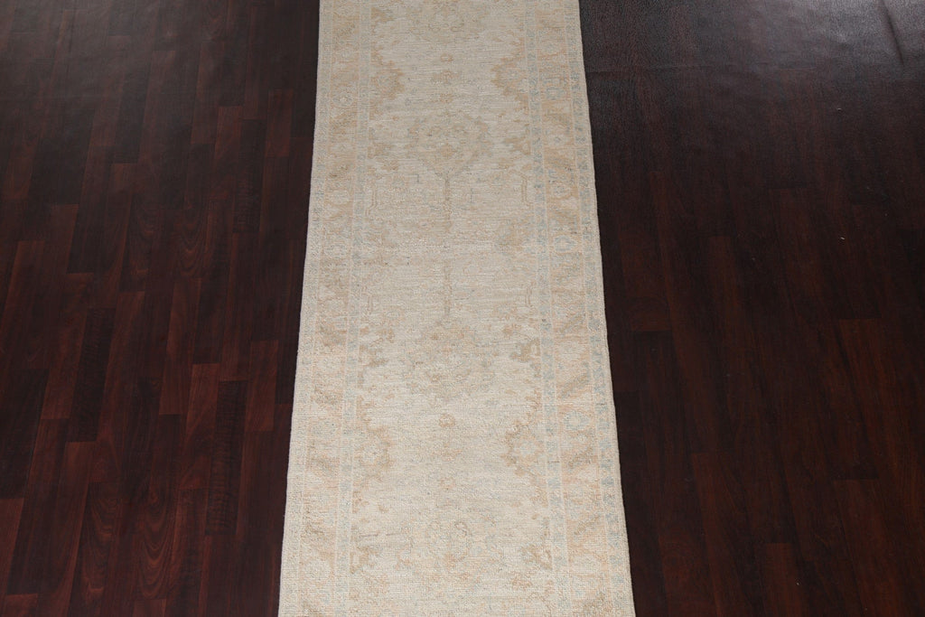 Vegetable Dye Oushak Turkish Runner Rug 3x10