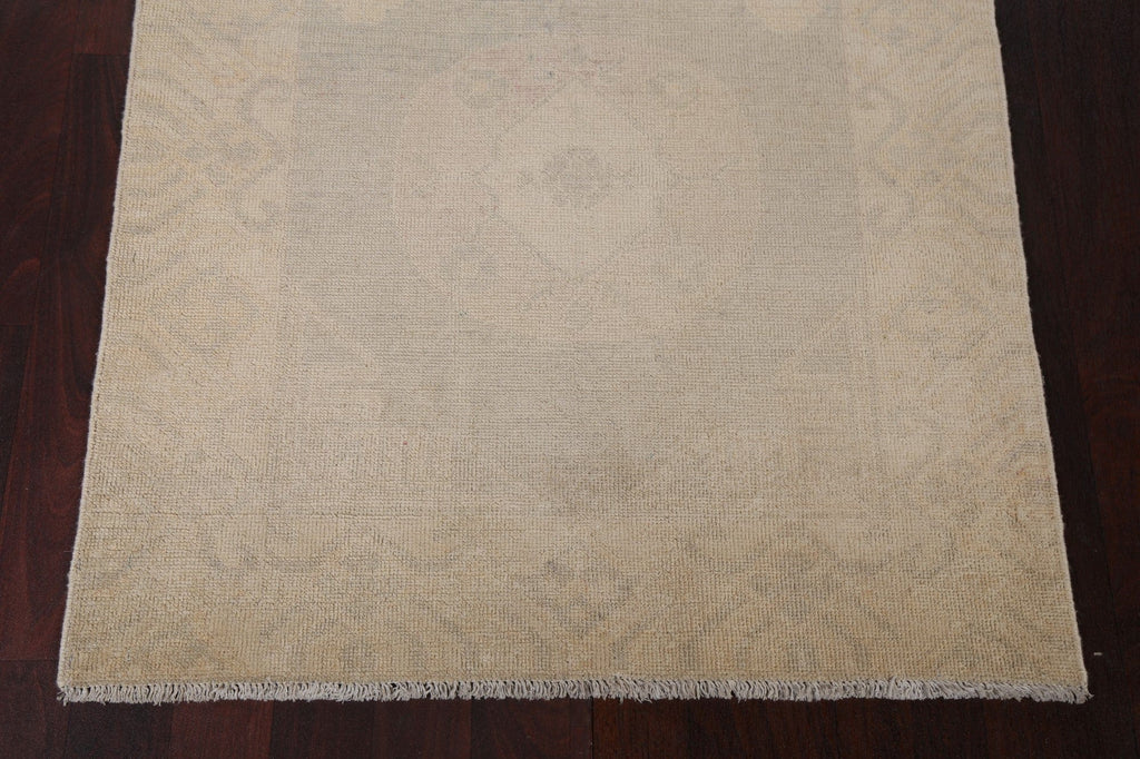 Vegetable Dye Wool Oushak Turkish Runner Rug 3x9