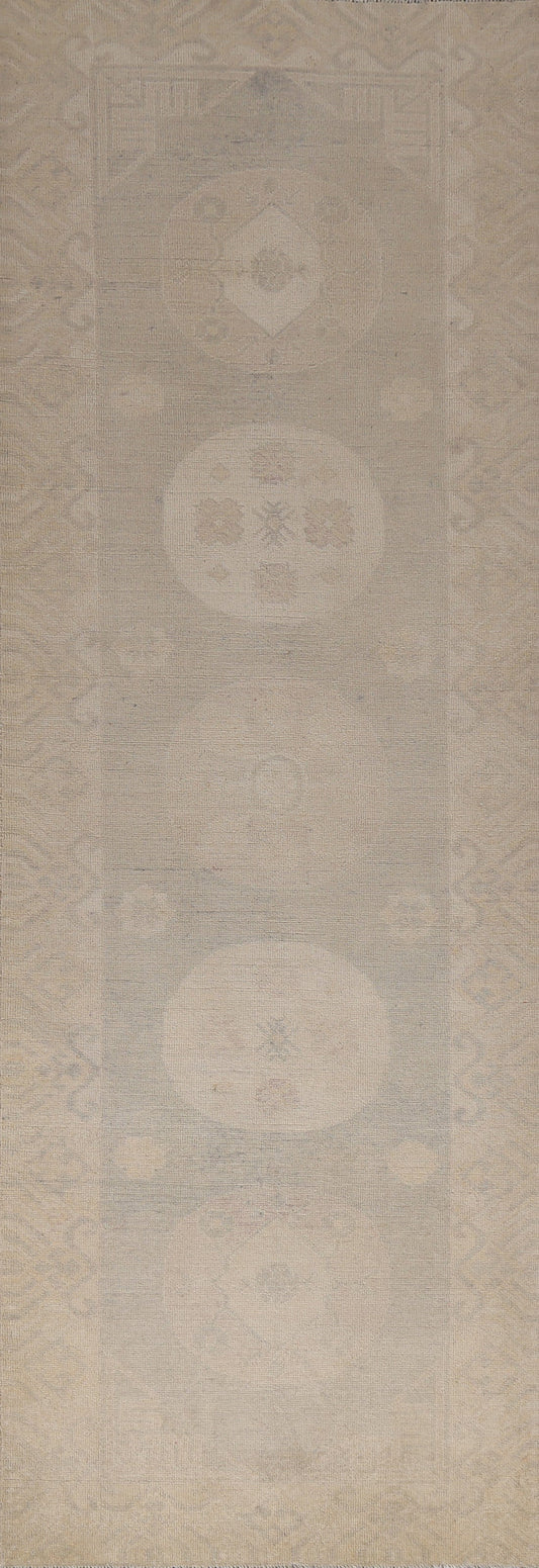 Vegetable Dye Wool Oushak Turkish Runner Rug 3x9