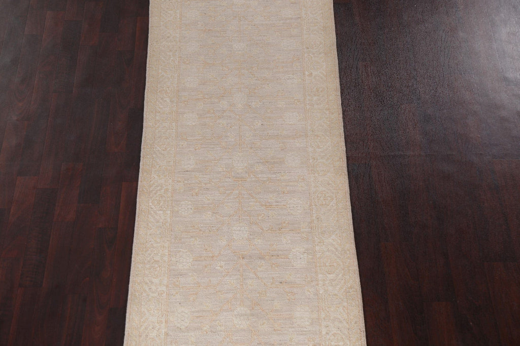 Vegetable Dye Wool Oushak Turkish Runner Rug 3x10