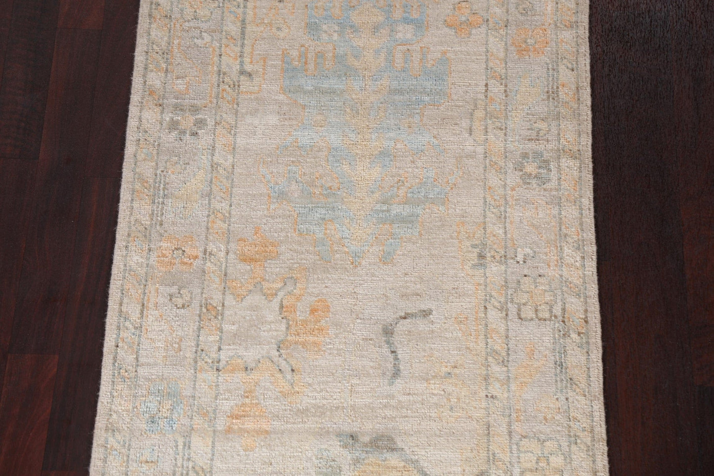 Vegetable Dye Wool Oushak Turkish Runner Rug 3x10