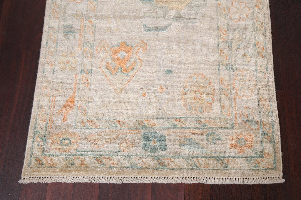 Vegetable Dye Wool Oushak Turkish Runner Rug 3x10