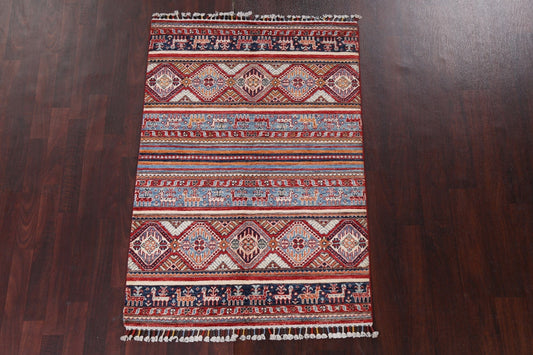 Vegetable Dye Tribal Kazak Handmade Wool Rug 3x5