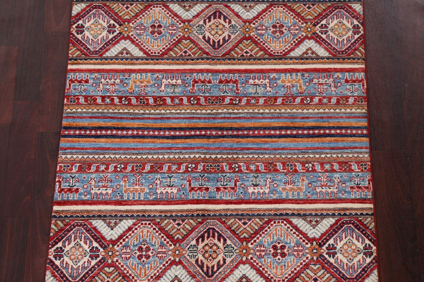 Vegetable Dye Tribal Kazak Handmade Wool Rug 3x5