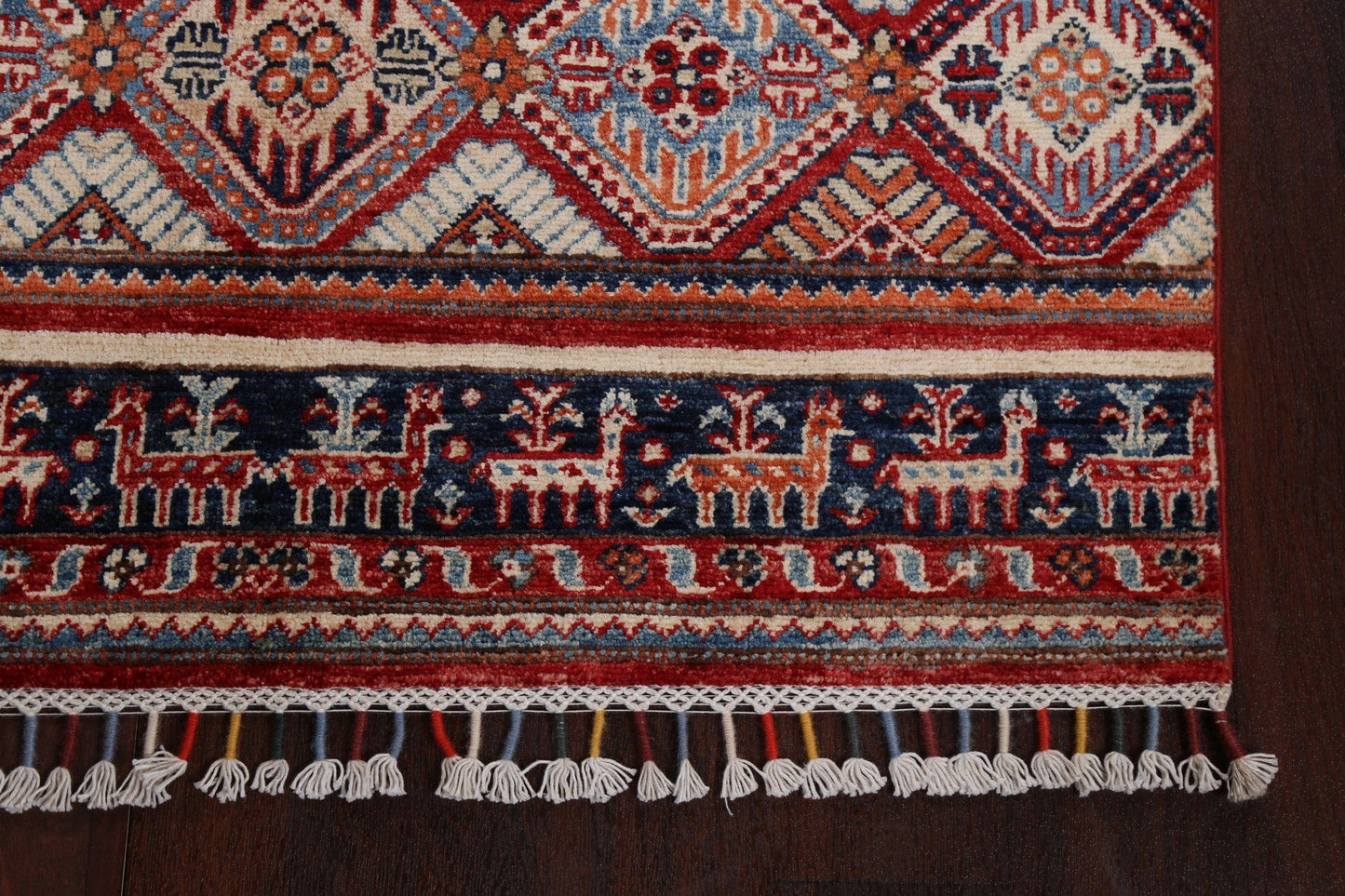 Vegetable Dye Tribal Kazak Handmade Wool Rug 3x5