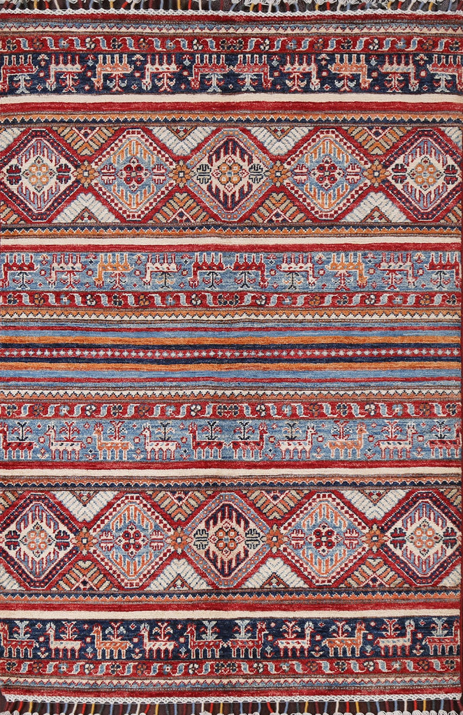 Vegetable Dye Tribal Kazak Handmade Wool Rug 3x5