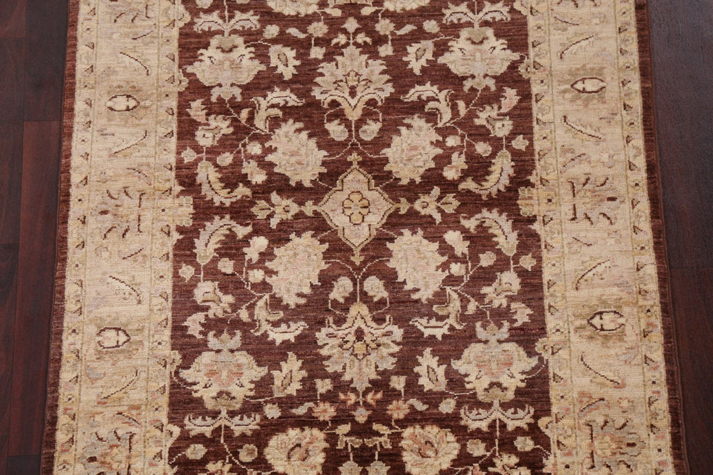 Vegetable Dye Brown Chobi Peshawar Handmade Wool Rug 3x5