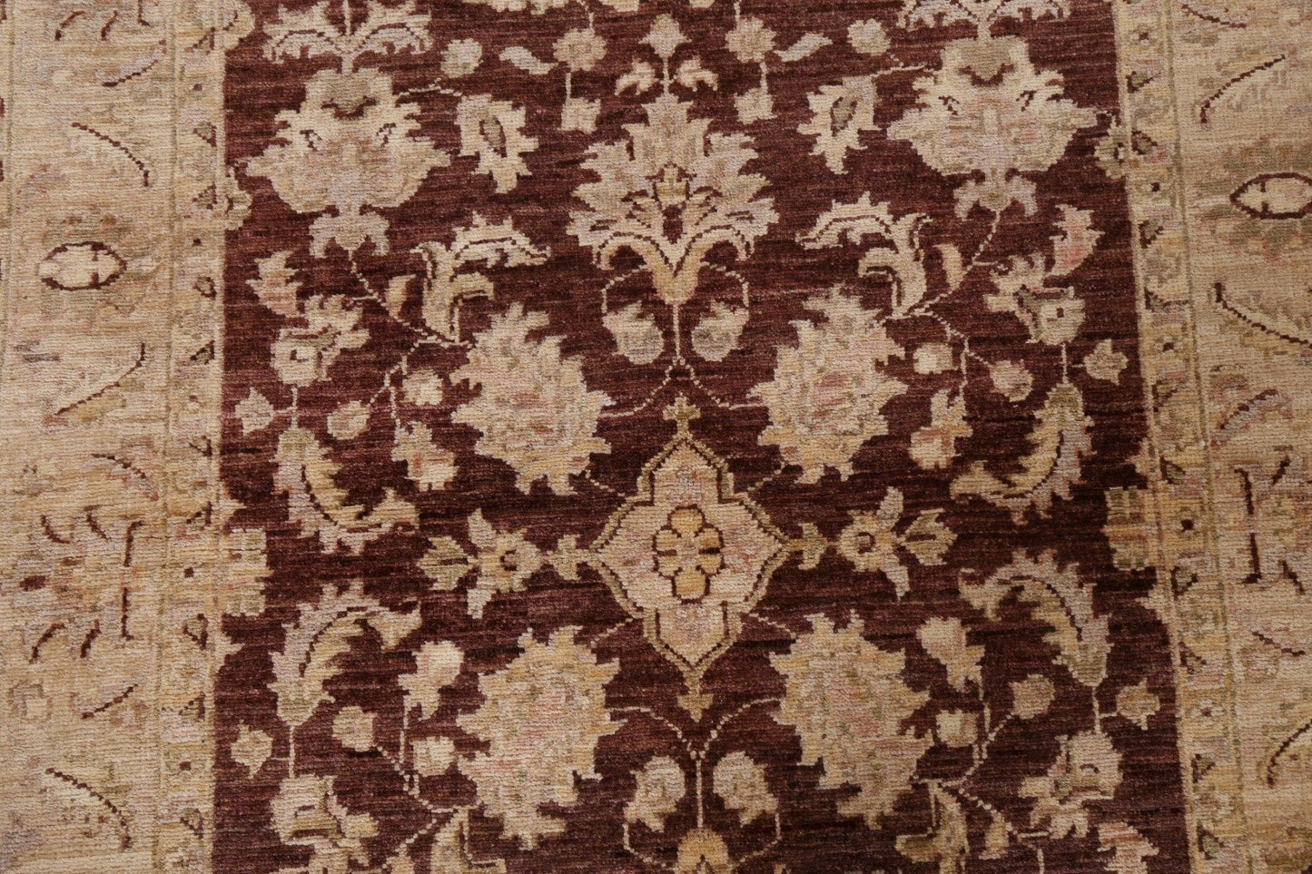 Vegetable Dye Brown Chobi Peshawar Handmade Wool Rug 3x5