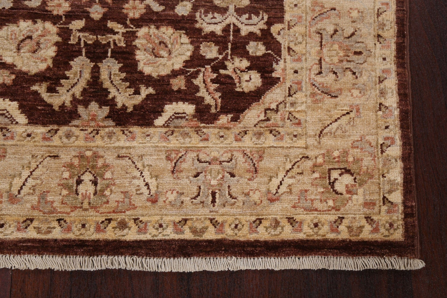 Vegetable Dye Brown Chobi Peshawar Handmade Wool Rug 3x5