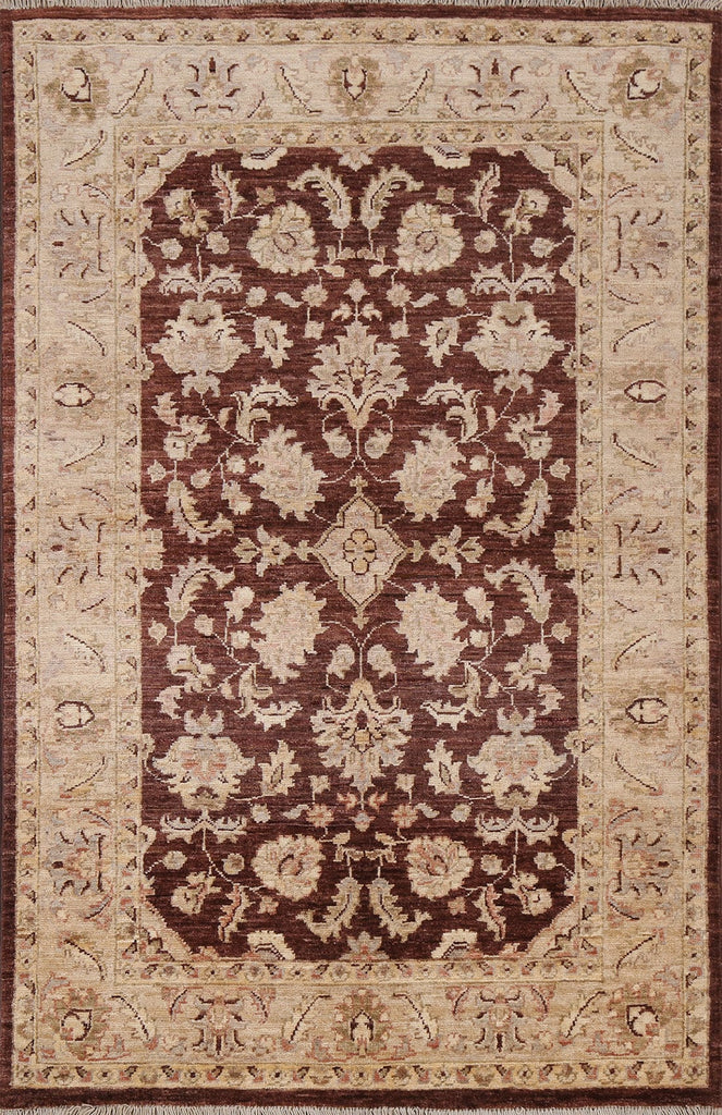 Vegetable Dye Brown Chobi Peshawar Handmade Wool Rug 3x5