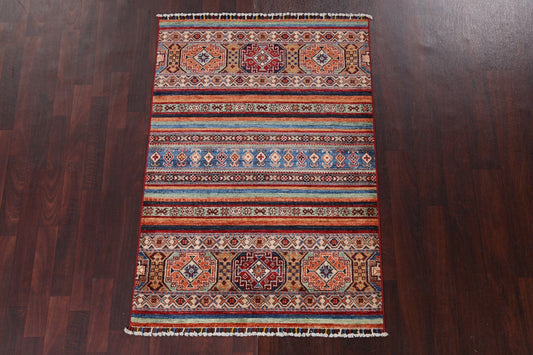 Vegetable Dye Tribal Kazak Handmade Wool Rug 3x5