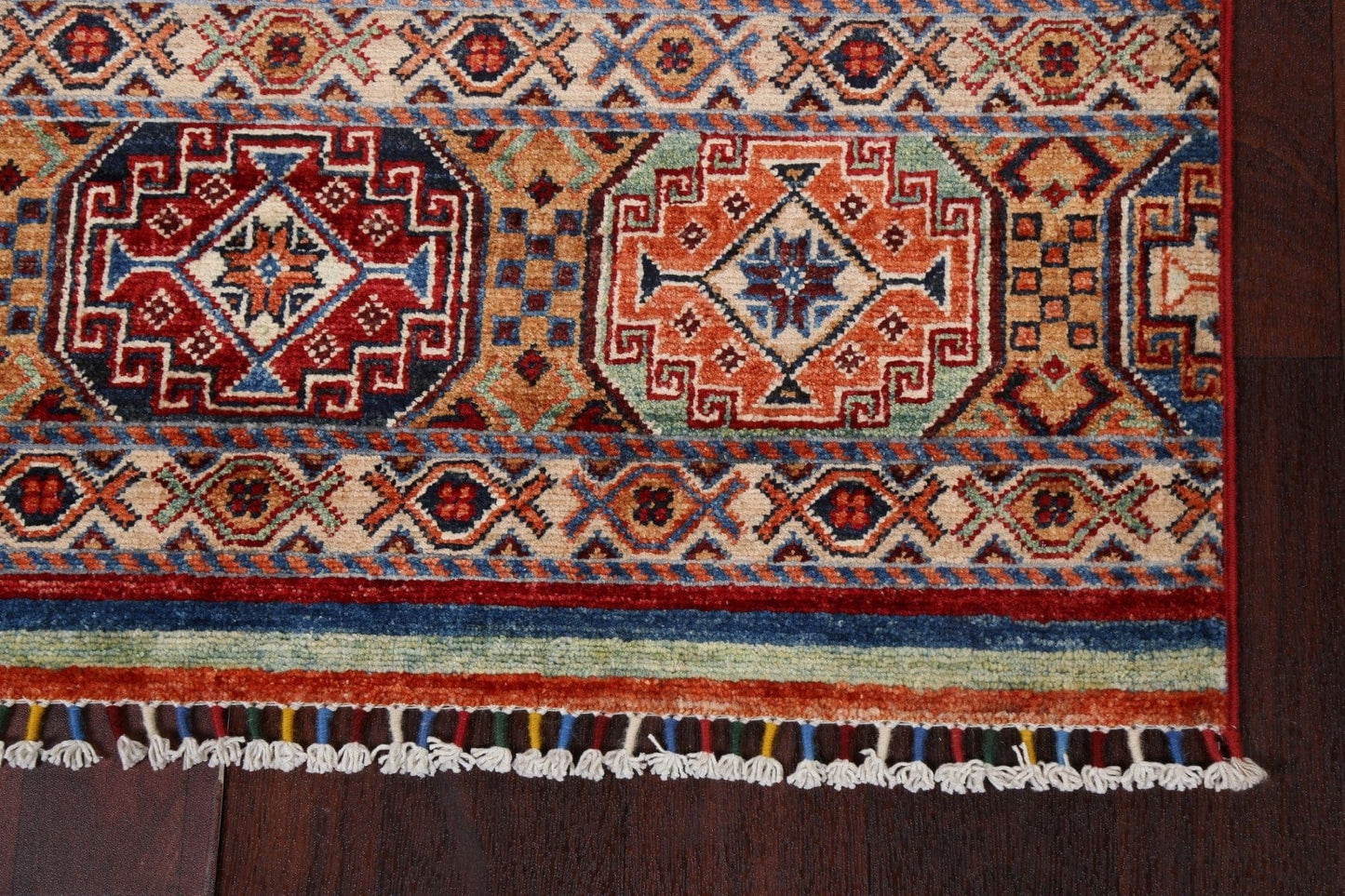 Vegetable Dye Tribal Kazak Handmade Wool Rug 3x5