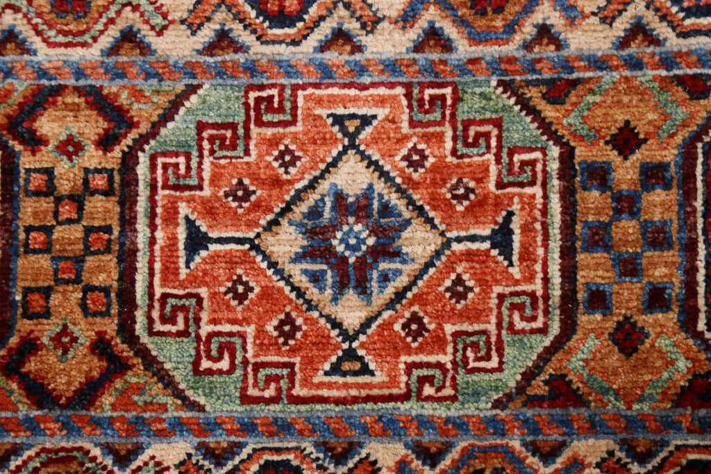 Vegetable Dye Tribal Kazak Handmade Wool Rug 3x5