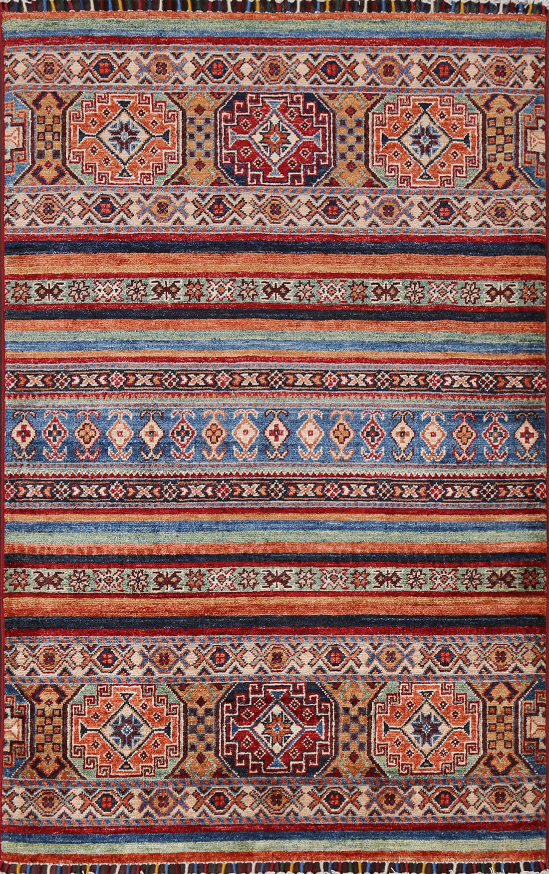 Vegetable Dye Tribal Kazak Handmade Wool Rug 3x5