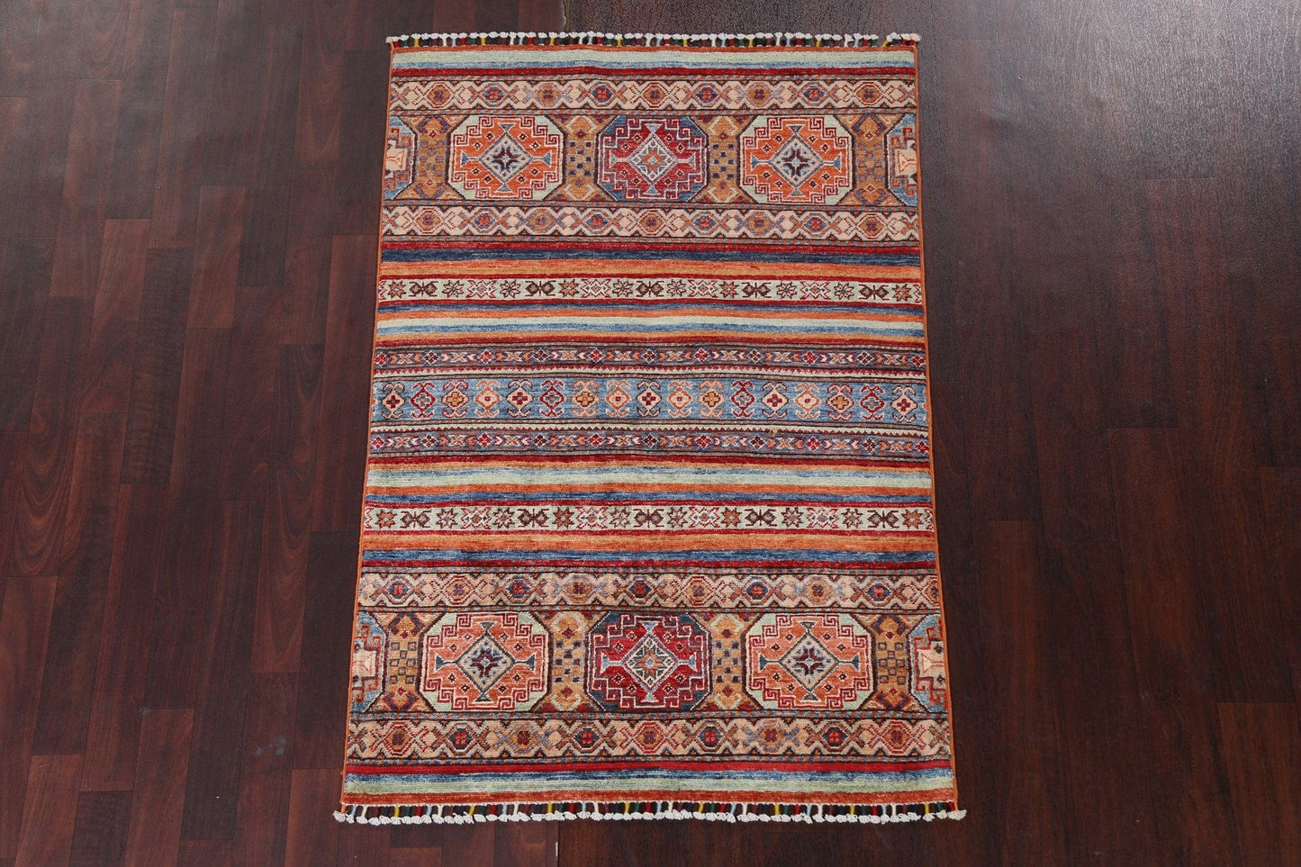 Vegetable Dye Tribal Kazak Wool Rug 3x5