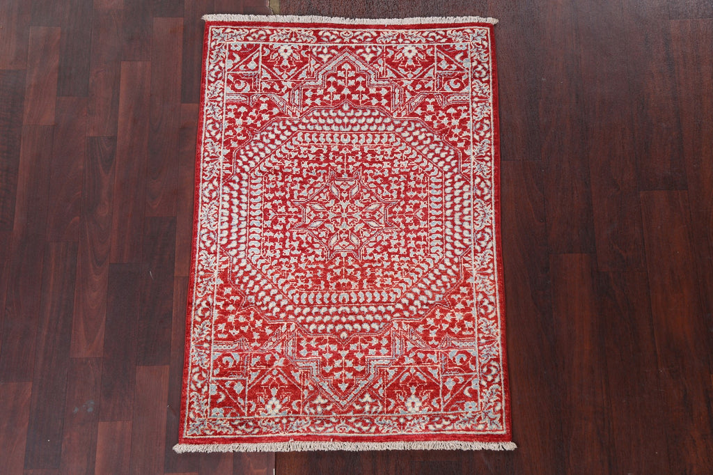 Vegetable Dye Geometric Kazak Wool Handmade Rug 3x4