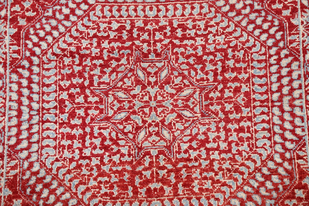 Vegetable Dye Geometric Kazak Wool Handmade Rug 3x4