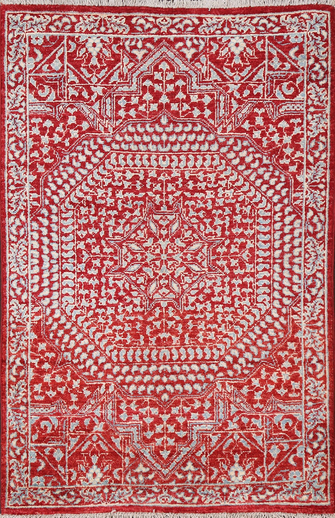 Vegetable Dye Geometric Kazak Wool Handmade Rug 3x4