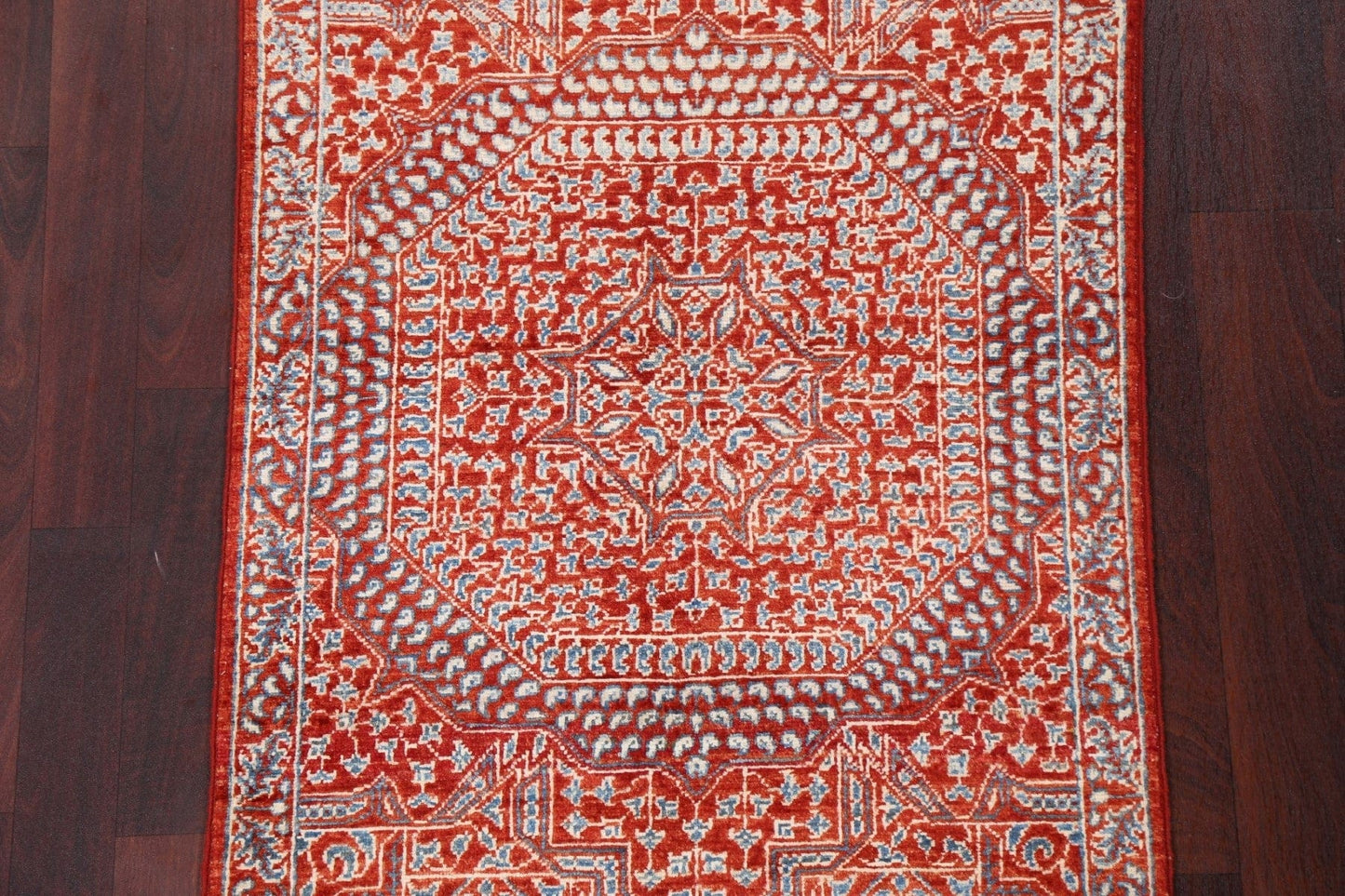 Vegetable Dye Kazak Geometric Red Rug 3x4