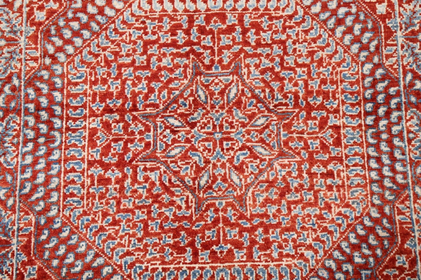 Vegetable Dye Kazak Geometric Red Rug 3x4