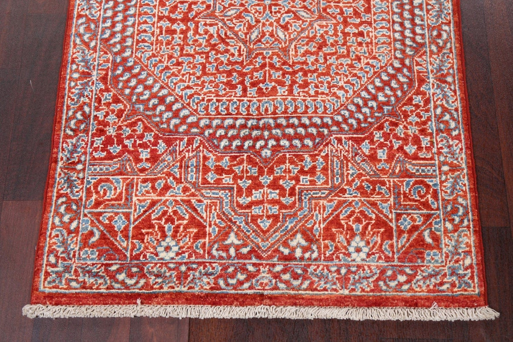 Vegetable Dye Kazak Geometric Red Rug 3x4