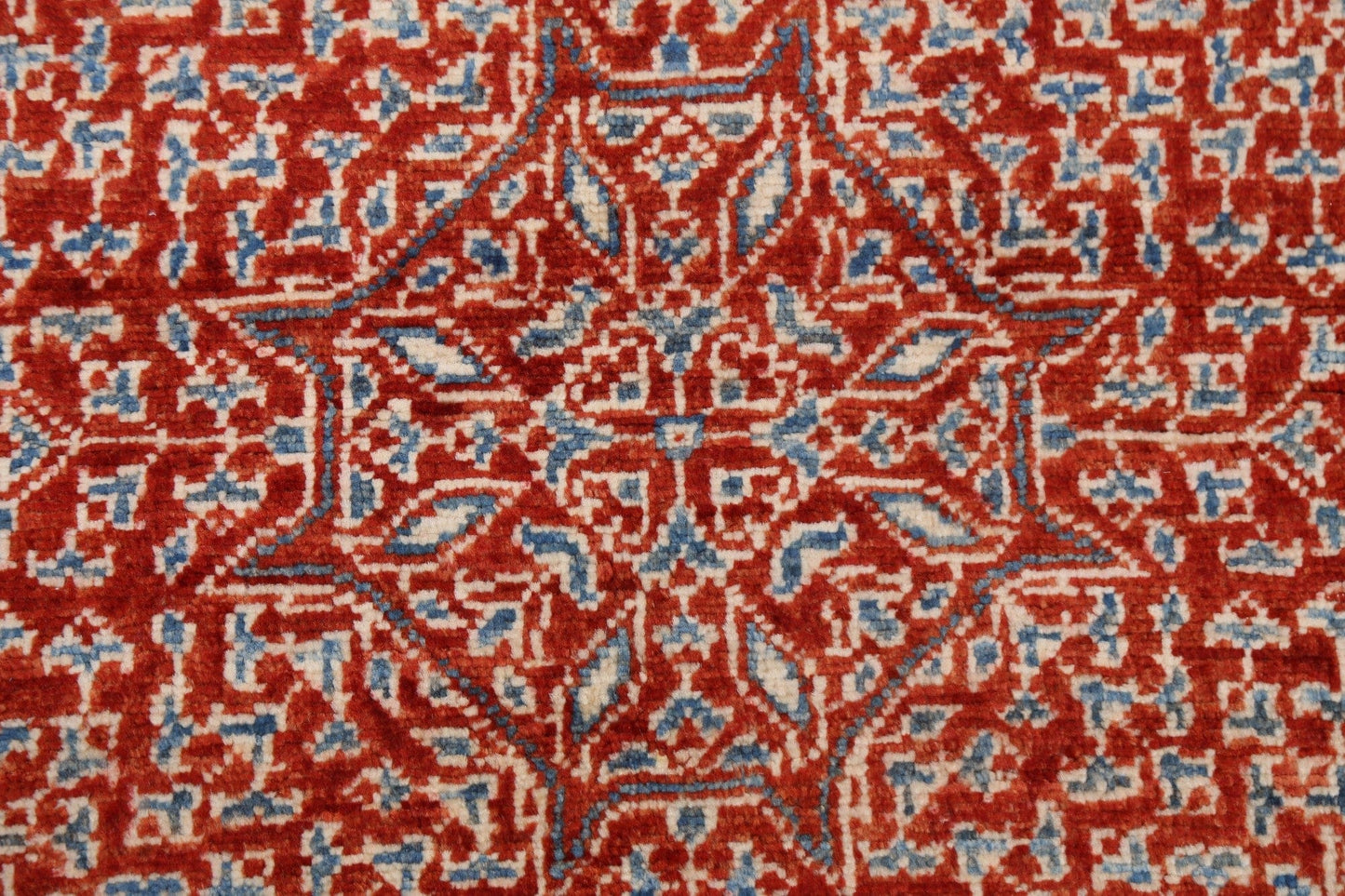 Vegetable Dye Kazak Geometric Red Rug 3x4