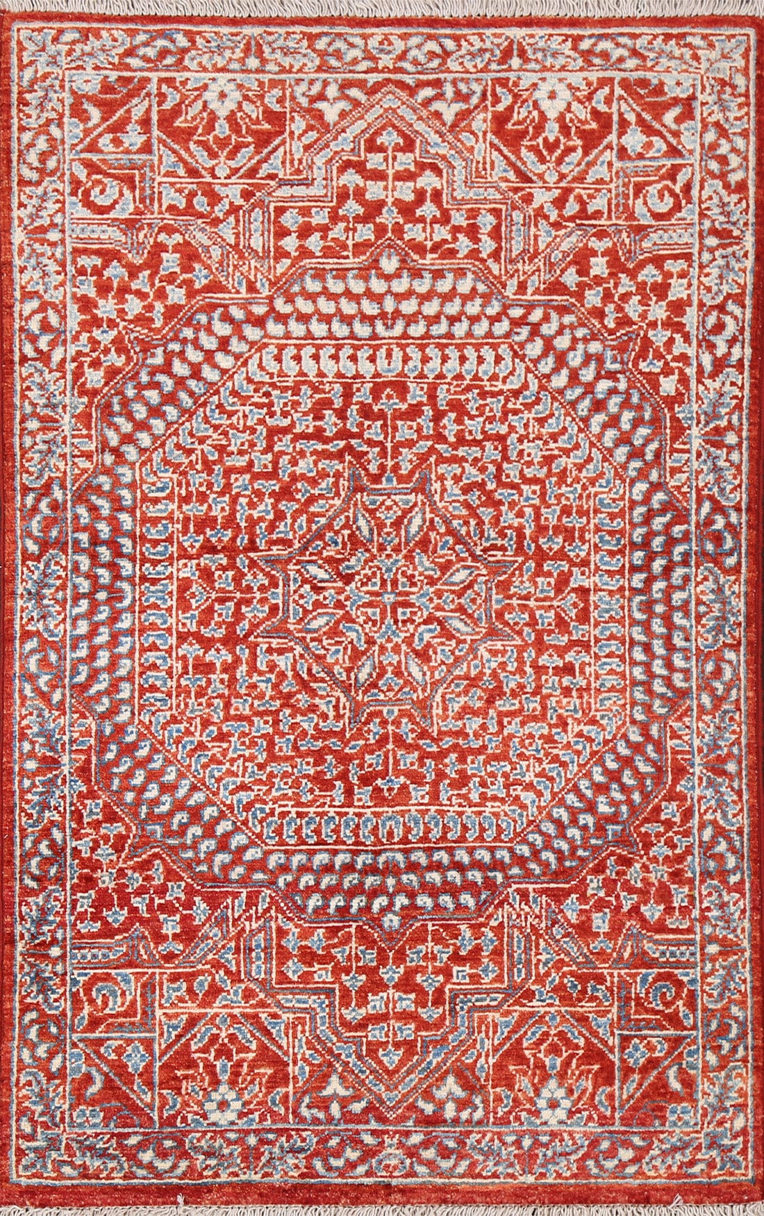 Vegetable Dye Kazak Geometric Red Rug 3x4