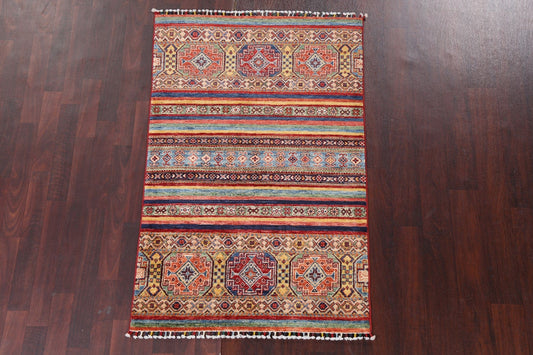 Vegetable Dye Tribal Kazak Wool Handmade Rug 3x5