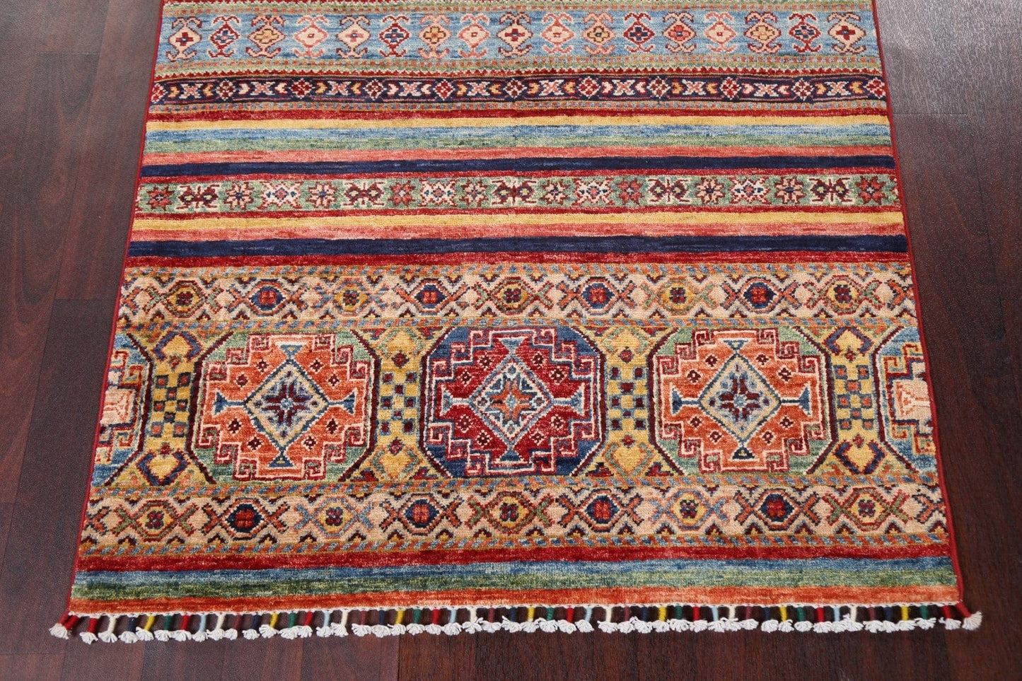 Vegetable Dye Tribal Kazak Wool Handmade Rug 3x5