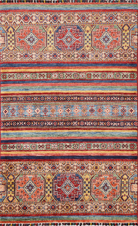 Vegetable Dye Tribal Kazak Wool Handmade Rug 3x5