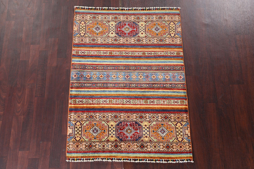 Vegetable Dye Kazak Wool Handmade Rug 3x5